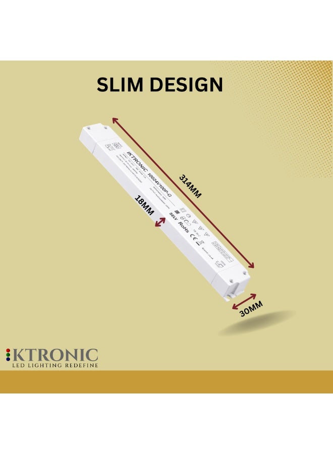 KTRONIC 100W 24V LED Driver – Ultra Slim LED Driver, 110-277VAC to 24V DC 4.17A MAX. - Image 5